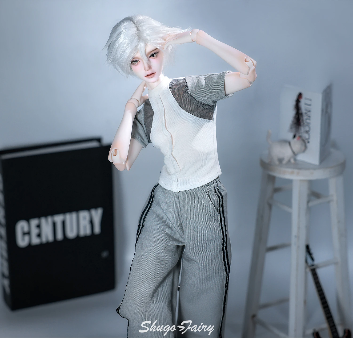 ShugaFairy 1/4 Thugoy A Fullset BJD Bubo Casual Minimalist Everyday Youth Grey-and-White Sportswear MC Resin Ball Jointed Doll