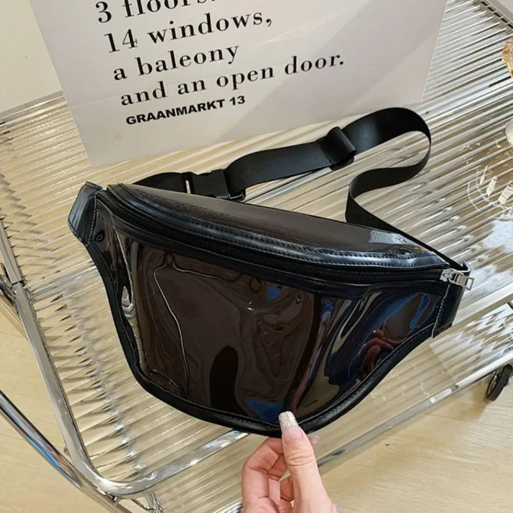 Waterproof Transparent Waist Bag Zipper Chinese Style Pvc Chest Bag Half Moon Belt Bag Banana Bag Transparent Pack Travel