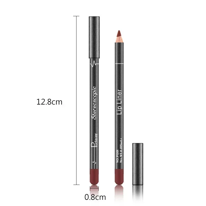 12 unids/set delineador de labios mate delineador de labios para principiantes delineador de labios hidratante de larga duración delineador de labios lápiz rojo de terciopelo bolígrafos de maquillaje 12 colores