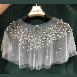 Pearls Tulle Wedding Wrap Short Prom Party Shawl BOLERO Bridal Cape Elegant Wedding jacket Customized