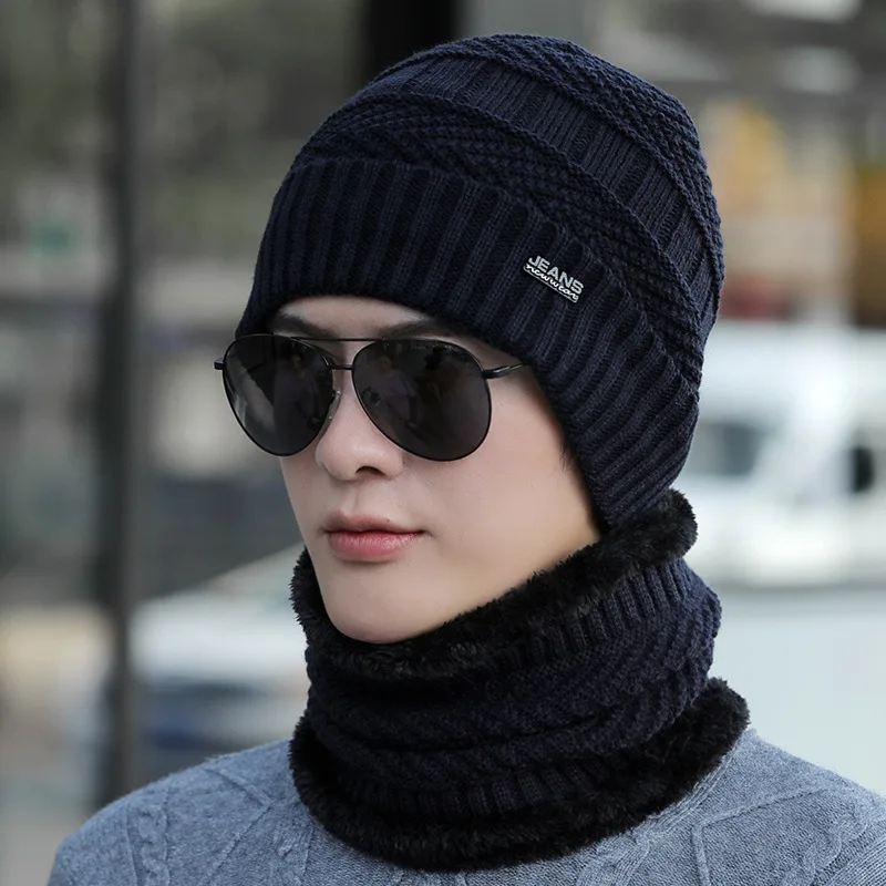 Wintermützen für Damen und Herren, Unisex, Sturmhaube, winddicht, dicker Samt, warm halten, Beanie mit Schal, Wintermütze, Motorhaube, Gorro-Hüte