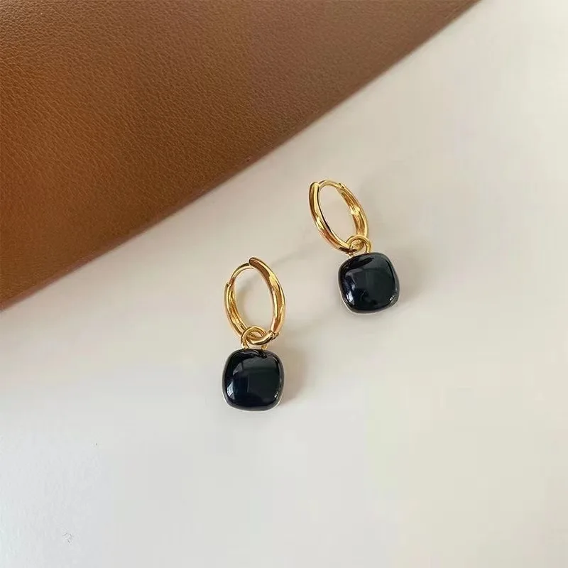 Classic Zircon Square Pendant Earrings For Women Elegant French Fashion Geometric Earrings Office Party Charms Jewelry Gifts