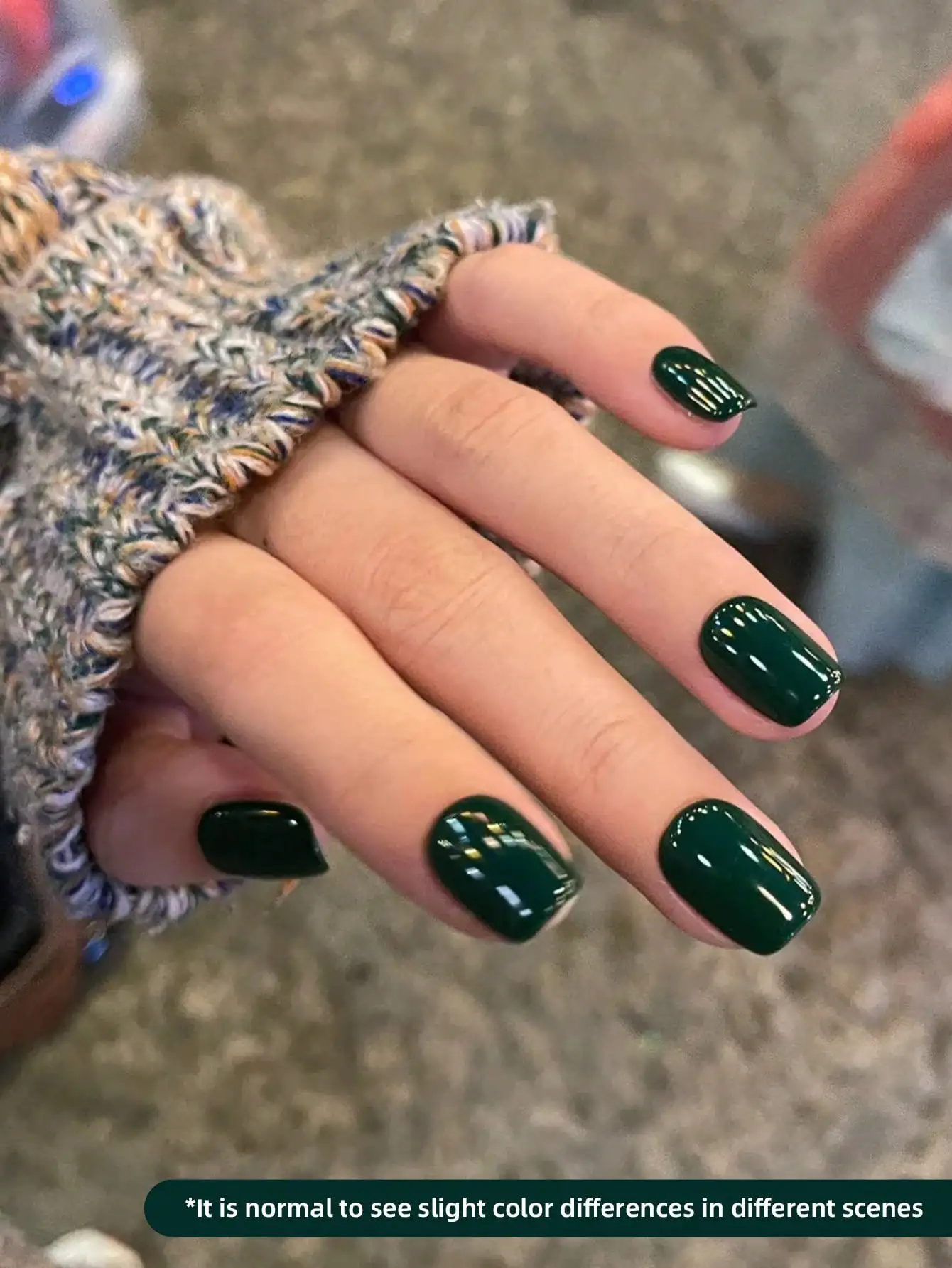 UV/LED cured nails with dark green gel polish