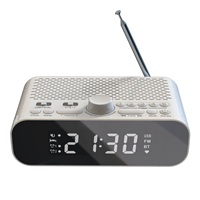 FM Clock Radio with Bluetooth Streaming Play LED Display Dual Alarm Clock 1500MAh Hi-Fi Speaker with Woofer Unit