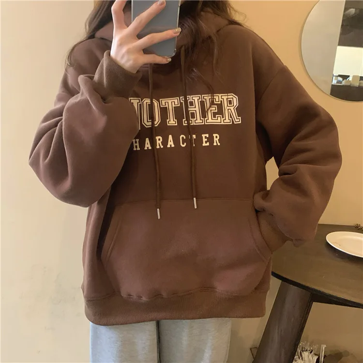 

024 Hoodies Women Letter Creativity Warm All-match Cool Basics Leisure Temperament Comfort Retro Delicate Ladies