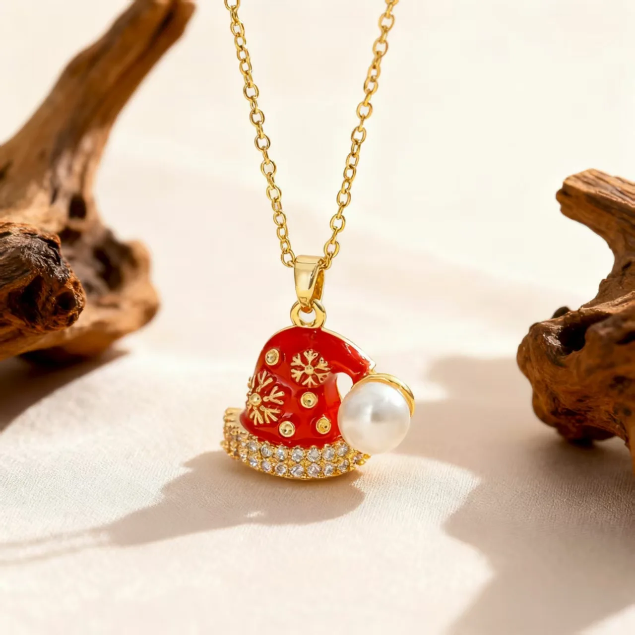 MHS.SUN قبعة شجرة عيد الميلاد سانتا كلوز قلادة القلائد موضة الفولاذ المقاوم للصدأ مطلية بالذهب مجوهرات الحفلات للنساء فتاة #6