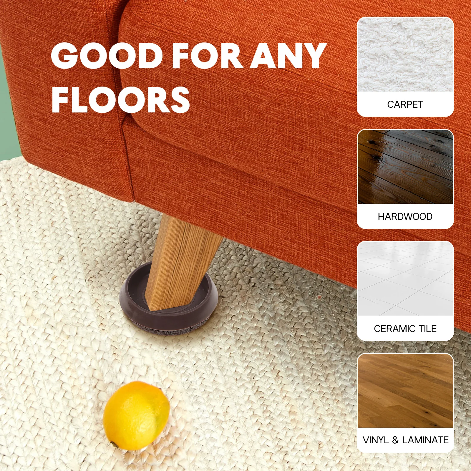 

Anti-slip Caster Cups for Furniture Floor Protectors Non Skid Rubber Grippers Felt Chair Pads Stopper Wheel Frame Sofa Recliner