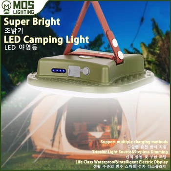 MOSLIGHTING 태양열 충전식 캠핑 슈퍼라이트 독서 데스크탑 스탠드 자석은 밝기 조절이 자유로우며 4가지 조명 색상 휴대용 횃불 텐트 램프 매달리기 조명 캠핑 등 작업 등 조명 유지 낚시 등 비상 조명 야외 조명 고품질 자석 초점, 휴대용 횃불, 텐트 조명, 작업 유지 조명, 비상등, 사냥등, 등산등, 소년선물 80W Type-C LED USB  Best5