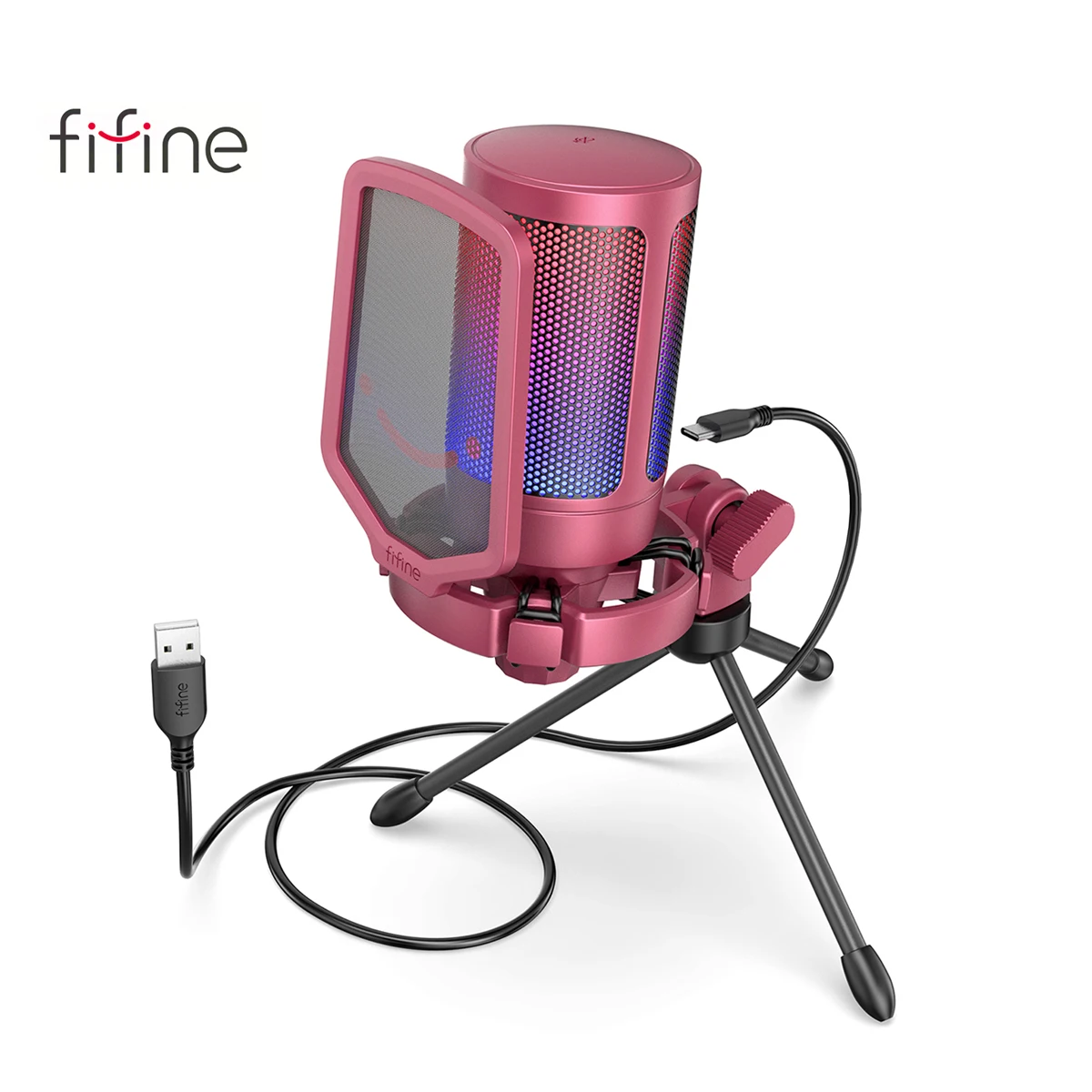 FIFINE A6V RGB USBゲーミングマイク（PC用）、ストリーミング