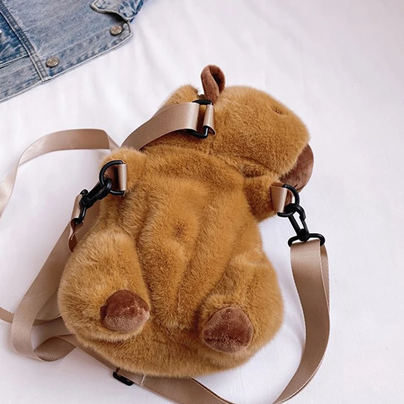 Sac à dos en peluche Capybara, sac à bandoulière, sac à main souple, sac d'école pour enfants, cadeaux d'anniversaire et de festival de Noël, mignon, nouveau