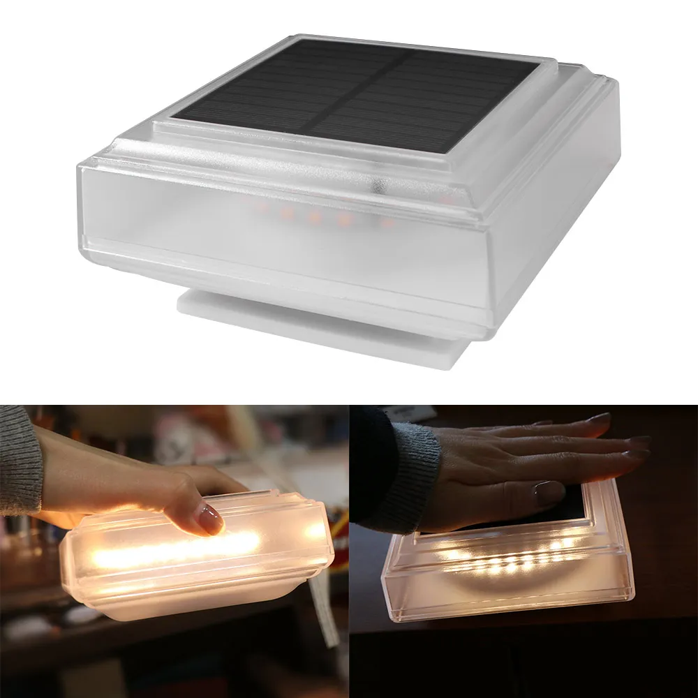 

Водонепроницаемый солнечный светильник для столбов, белый/теплый свет, квадратные светодиодные фонари для столбов, на солнечной батарее, для забора, террасы, колонн