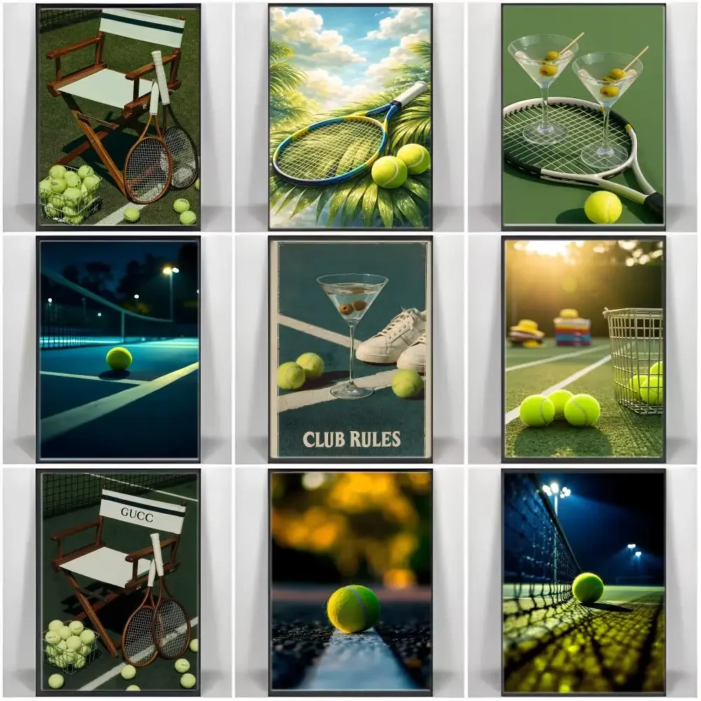 Sport T-Tennis Grand Slam Poster Self-adhesive Art Waterproof Paper Sticker Coffee House Bar Room Wall Decor