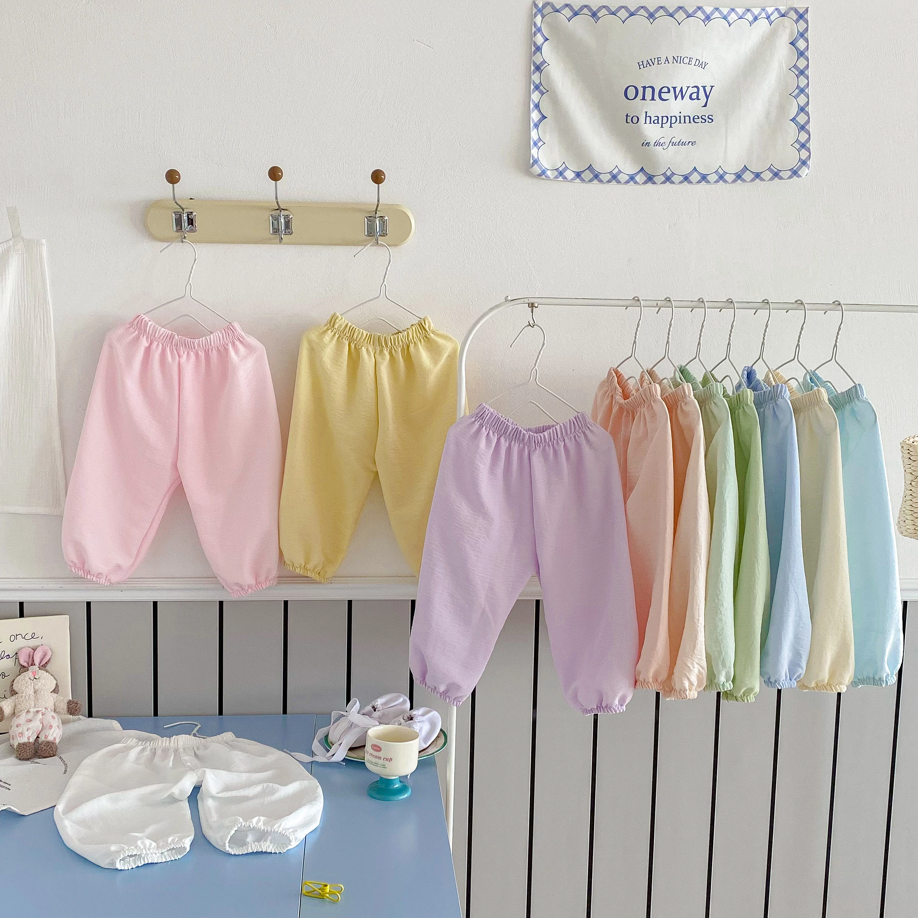 Solid Color Casual Kids Trousers Summer Clothing Thin Girls Boys Bloomers Simple Versatile Children's Wear Anti-mosquito Pants