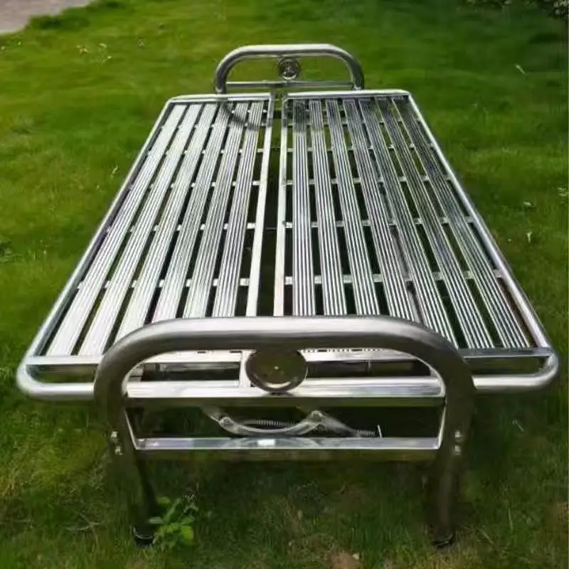 Stainless steel sofa chair bed in bed configuration