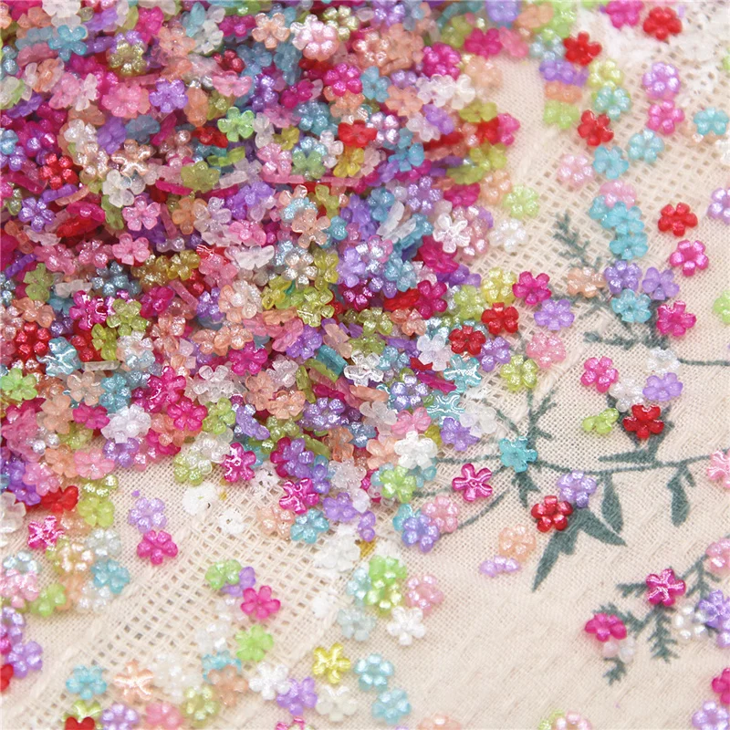 2000pcs 3mm Multicolor Resin Small Flower Nail Art Decorations For Nails Glitter Scrapbook Kawaii DIY Embellishments Accessories