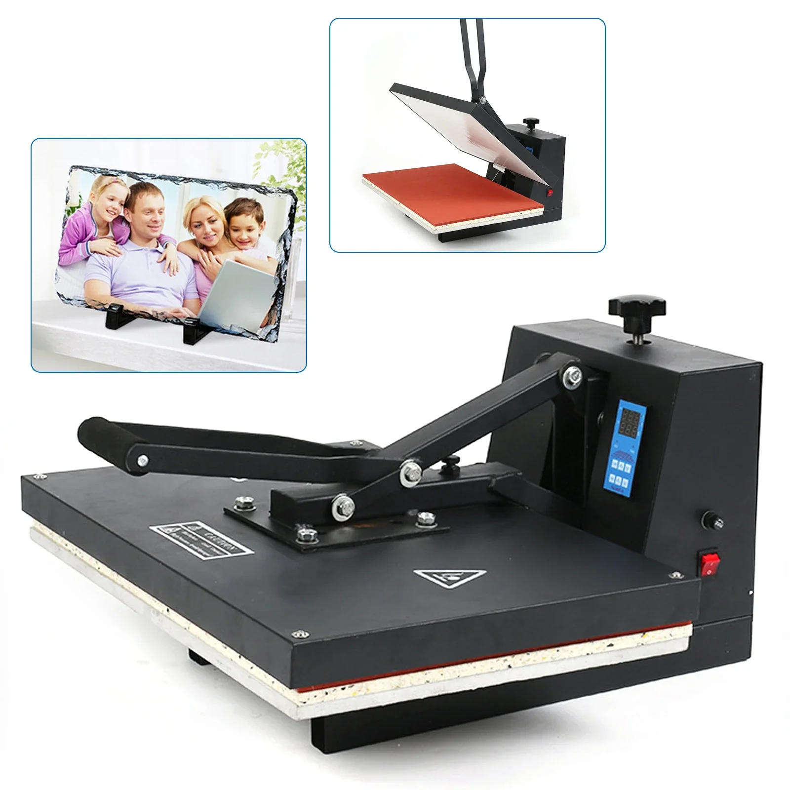 1800W Black Automatic Constant Temperature Hot Stamping Machine with LCD Display Screen - Adjustable Time,Temperature & Pressure