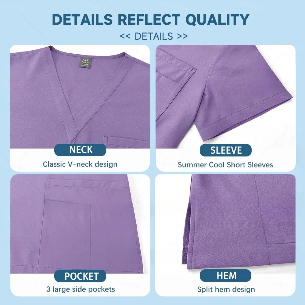 Unisex Medical Scrub Set Women Men Beauty Costume Medical Nurse Uniforms Nursing Clothes Nurse Doctor Dentist Workwear Wholesale