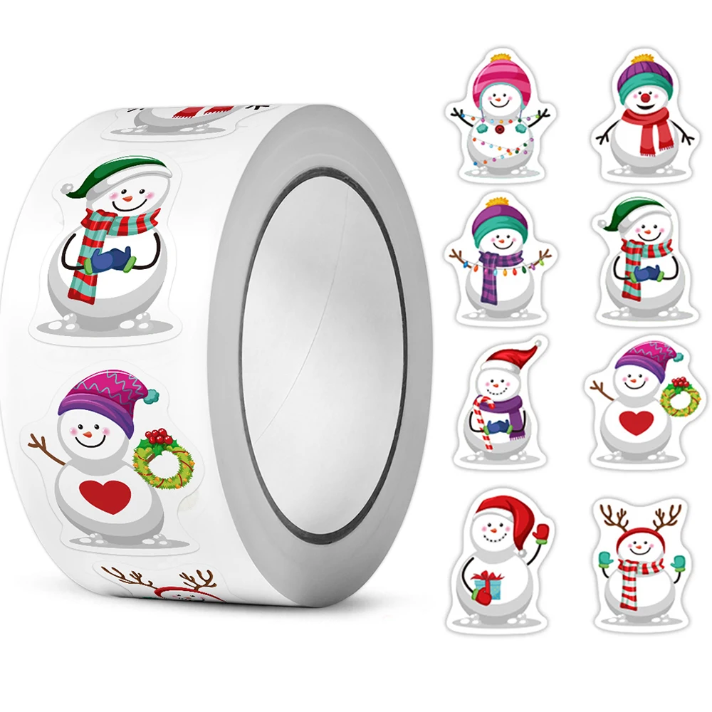 100-500szt Heterotypic Christmas Snowmans Stickers DlY Gift Holiday Christmas Party Decoration Labels Naklejki papiernicze