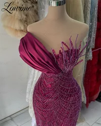 Gorgeous Purple Party Dresses Robe De Soiree Off The Shoulder Mermaid Evening Gowns Green Beaded Women Prom Dress Custom Made