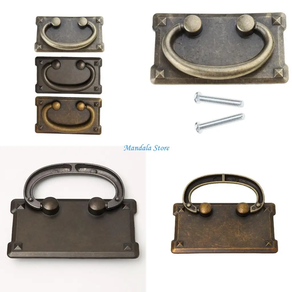 

U2JC Antique Drawer Pull Zinc-Alloy Dressers Knob Cupboard Handle Vintage Furniture Decor Handle Square Bedside Cabinet Pull