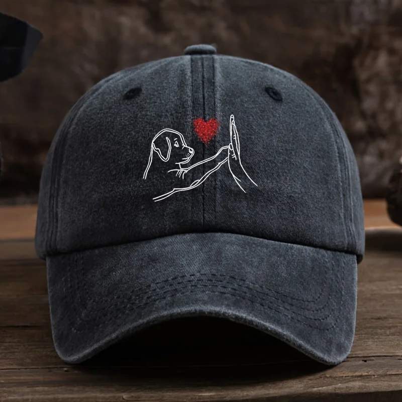 Dog Love High Five Bedruckte Baseballmütze American Retro Duck Tongue Hat Outdoor Herren- und Damenhüte