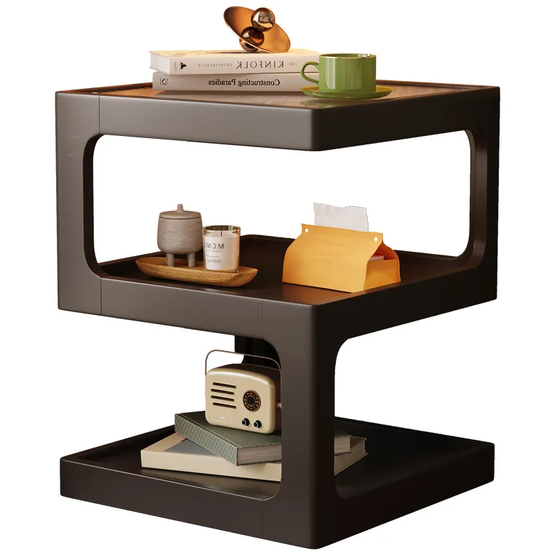 

French retro solid wood bedside table creative sofa side table modern simple black bedside table