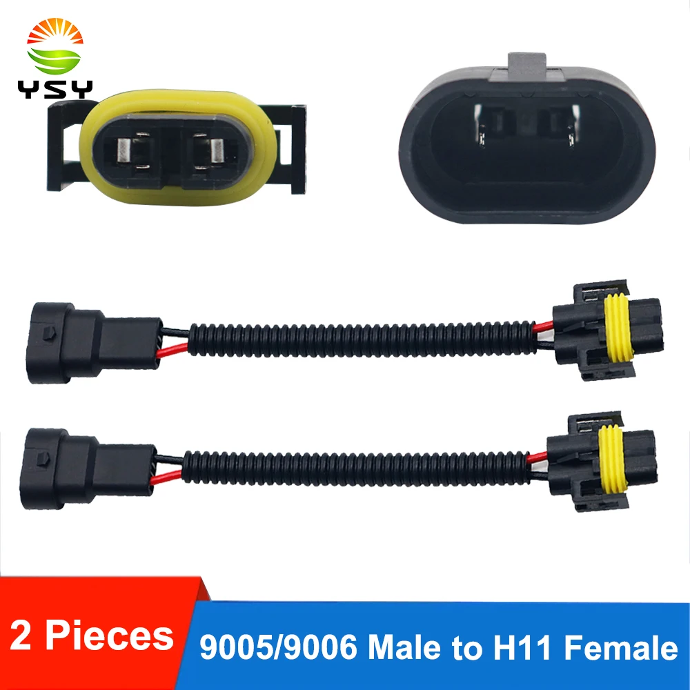 

2x 9005 HB3 9006 HB4 To H11 Conversion Connector Wiring Harness Headlight Fog Light Plug 2.5mm Good Quality Cable Socket adapter