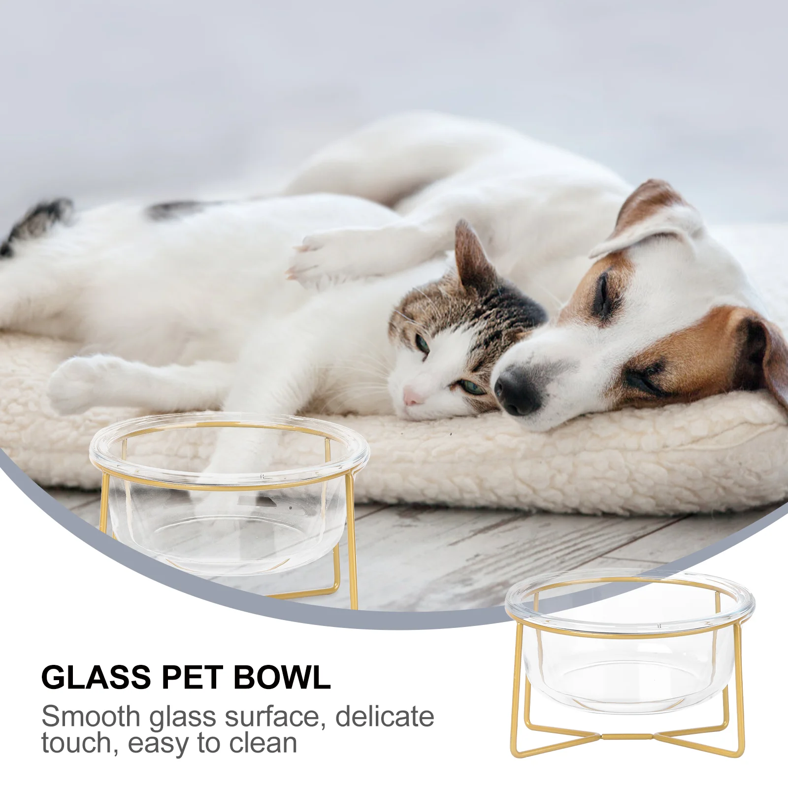 Glass Pet Bowl Dog Bowls Feeder High Base The Cat Supply Iron Feeding Cats