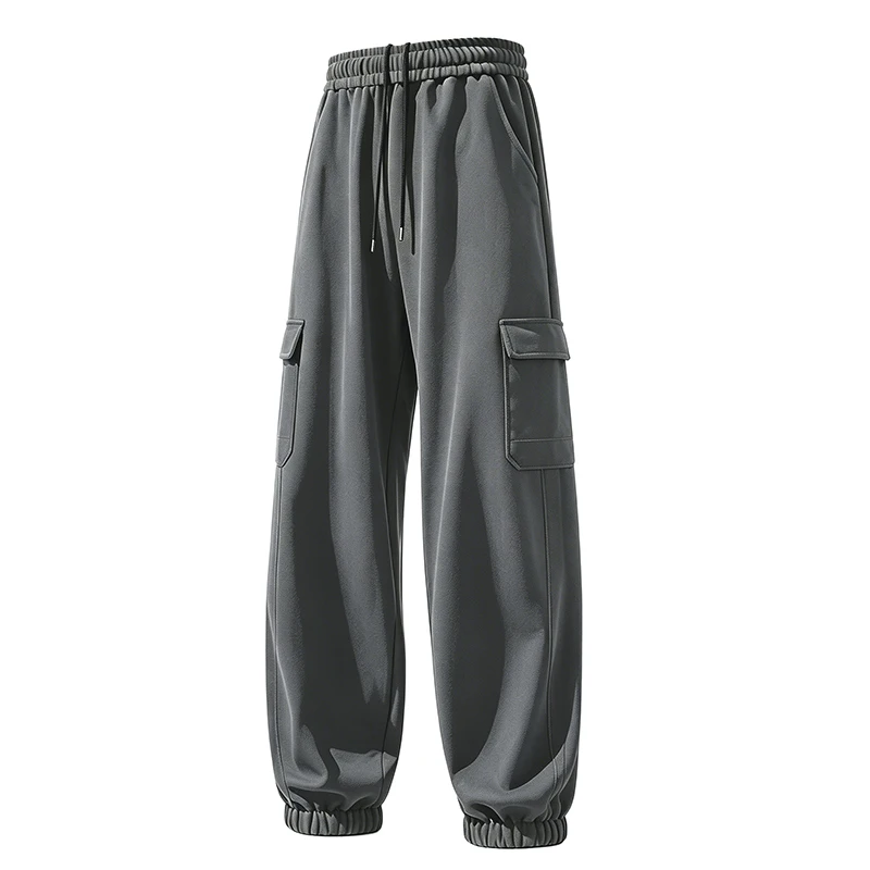 Men Winter Super‑Soft Fleece‑Lined Cargo Jogger Pants, Loose Fashion Cuffed Sweatpants, Trendy Versatile Casual Long Trousers fo