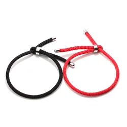 6 Colors Rope Bracelet Unisex Stainless Steel Adjustable Braclet 4mm Nylon Cord Chain Braslet Couple Gifts For Lover Pulsera