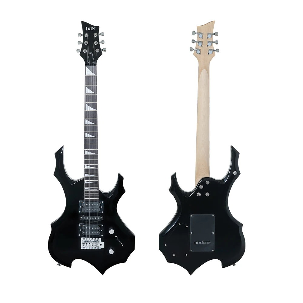 Black Flame Electric Guitar 6 Strings Cool White Sunset 24 Frets Maple Electric Guitar Kit Guitarra With Bag Picks Parts