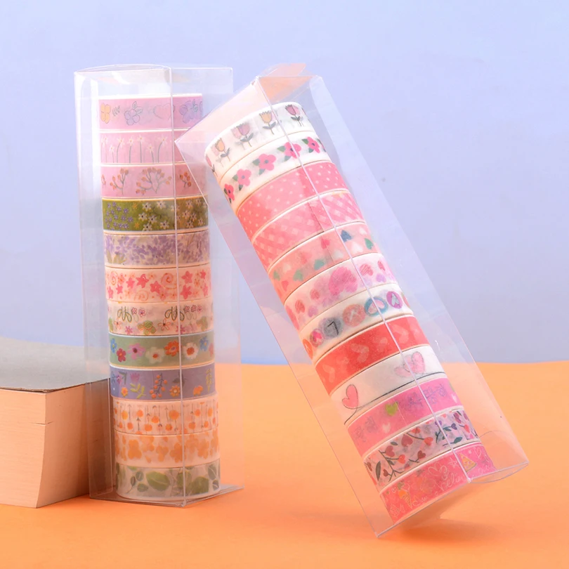 12Pcs Grid Washi Tape Set Basic Masking Tape Journal Supplies Decorative Adhesive Tape Scrapbooking Stationery Cute Washitape