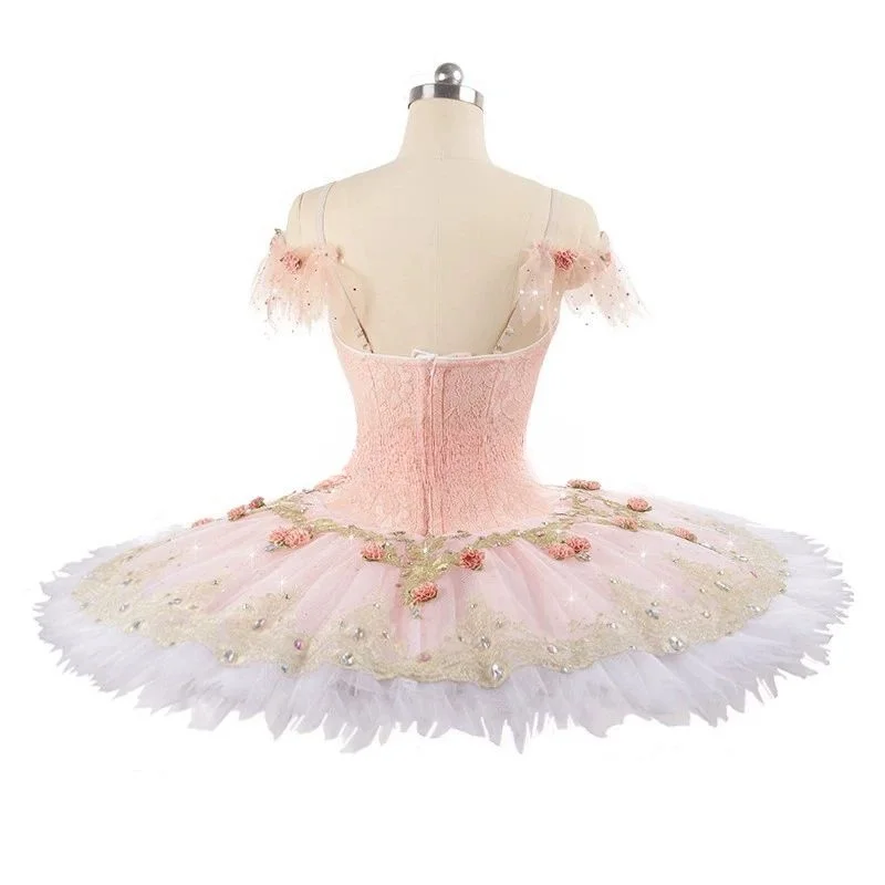 Wunderschönes Dornröschen-Professionelles internationales Ballett-Wettbewerbskleid Tutu Prinzessin Honigrosa Ballettkleid für Mädchen