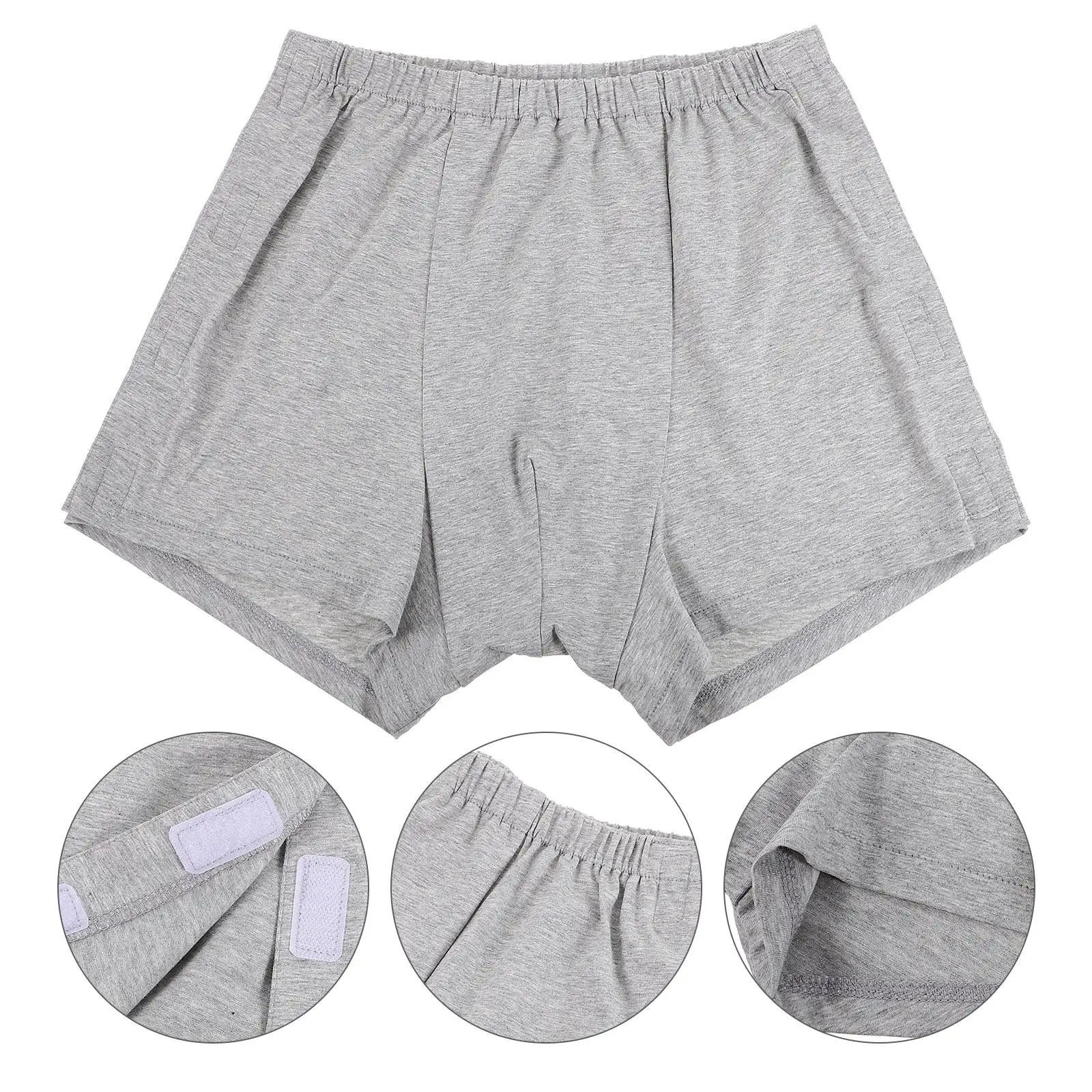 Flat Cut Incontinence Underwear For Men Reusable Washable Cotton Briefs Post Surgery Recovery Elderly Care Pants Adult