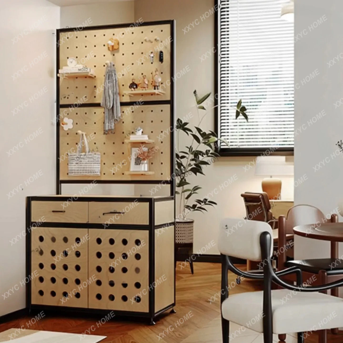 Modern minimalist creative hole board shelf household storage display rack