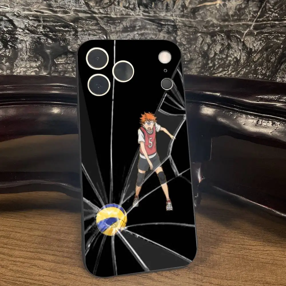 حافظة H-Haikyuu Anime K-Karasuno لهاتف iPhone 17,16,15,14,13,12,11 Plus,Pro Max,XS,X,XR,SE,Mini,8,7,غطاء أسود من السيليكون الناعم #2