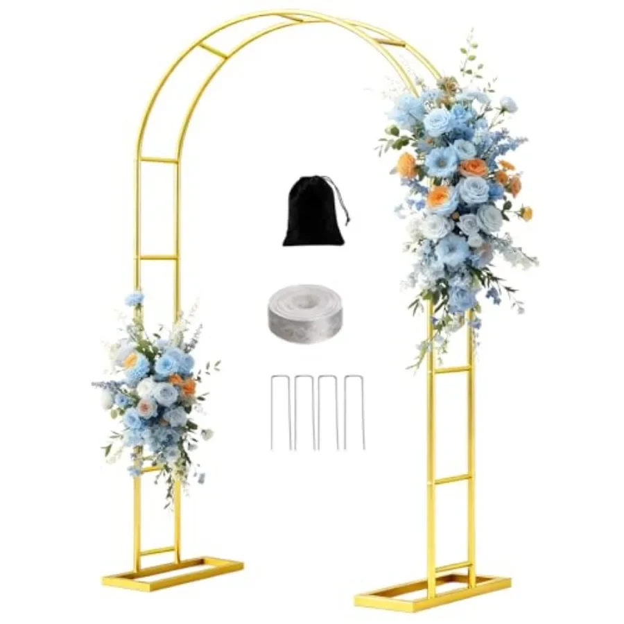 

7.2FT Metal Garden Arch Trellis Arbor, Wedding Arch Stand with Steel Frame, Metal Pergola Arbor with Base for Decor Valentines