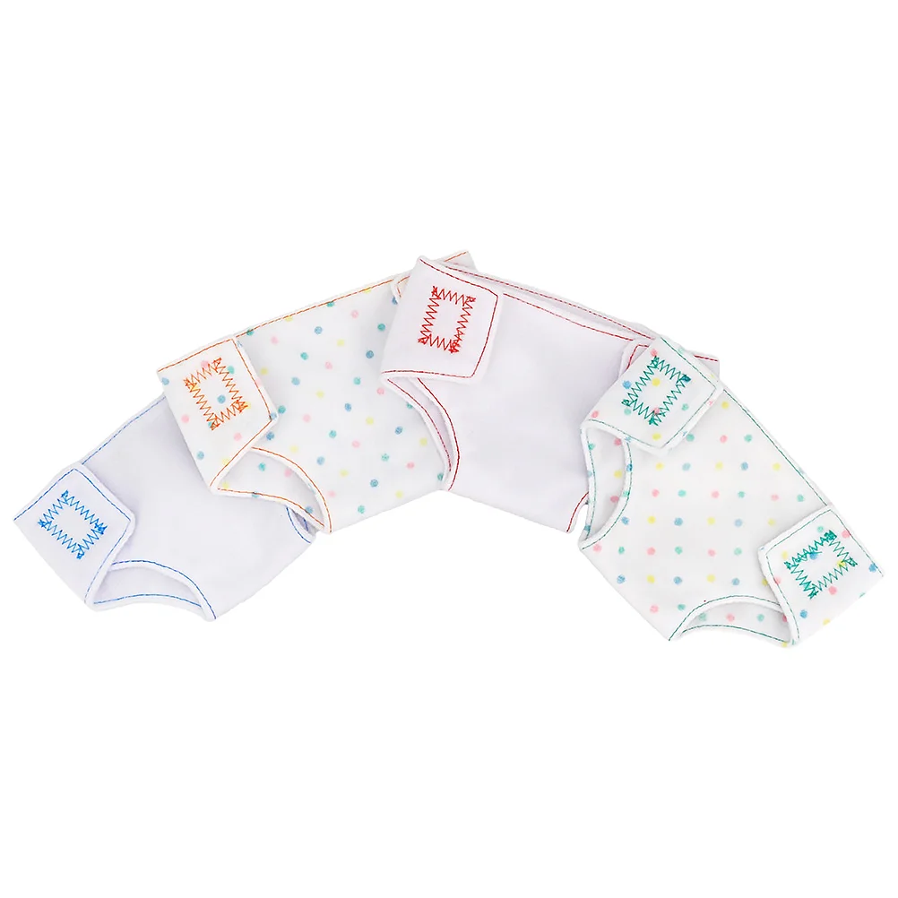 

4 Pcs Baby Diapers Cloth Underwear Nappies Set for 18 Inch Dolls Reusable Washable Adjustable Tape Cute Prints Great Gift