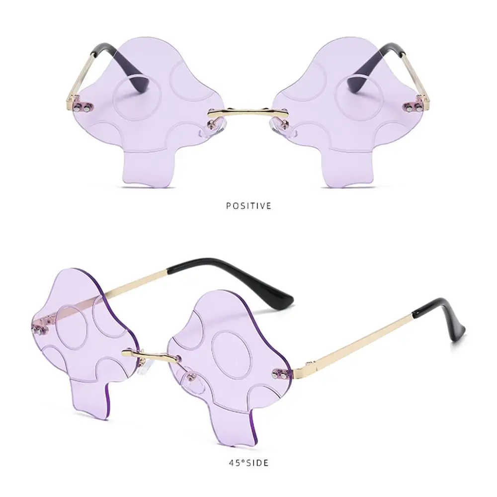 

Retro Transparent Women's Sunglasses Irregular Rimless Mushroom Glasses Mushroom Shape Fun Sun Glasses for Women Girls