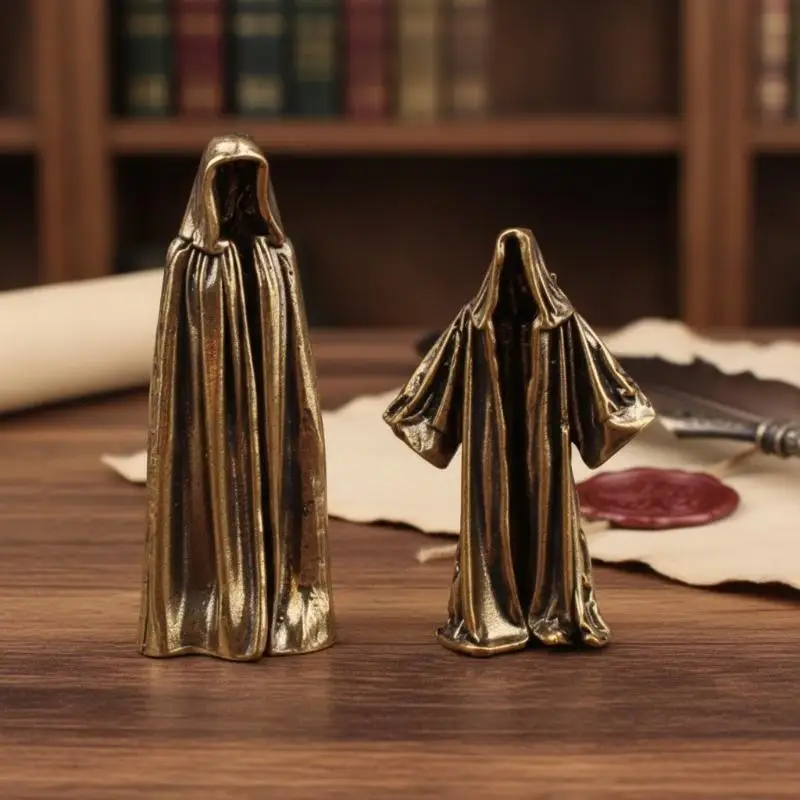 Mini-Schleiermann-Figur ohne Gesicht, Vintage-Messingstatue, kleines Dekorationsstück für das Arbeitszimmer, Schreibtisch, Weihnachtsgeschenk – Detail 17