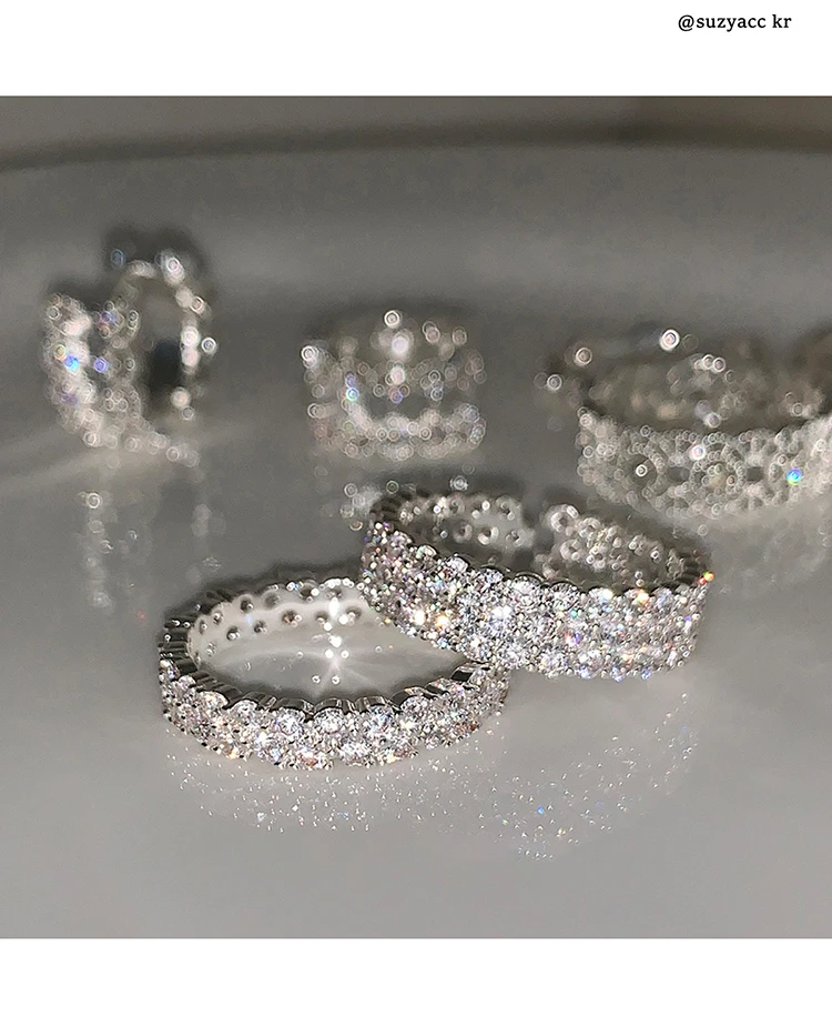 Ultra-Glänzende Luxus-Ringe mit Mikro-Zirkonia-Besatz, Offen Verstellbar, Silberfarben, für Damen, Eleganter Schmuck, Vielseitiges Finger-Accessoire – Detail 4