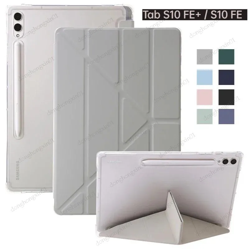 

Смарт-чехол Y-fold для Samsung Galaxy Tab S10 FE+ 13,1 дюйма X620 S10FE 10,9 X520, акриловая прозрачная жесткая задняя крышка-подставка с держателем для ручки