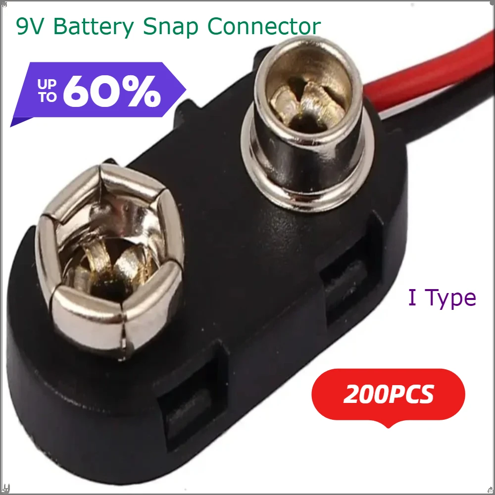 

200 шт., 9 В, защелкивающийся разъем для аккумулятора, зажим для ремешка, 9 В, тип I, жесткий корпус, держатель пряжки, 15 см, разъем для аккумуляторной батареи, защелкивающийся кабель