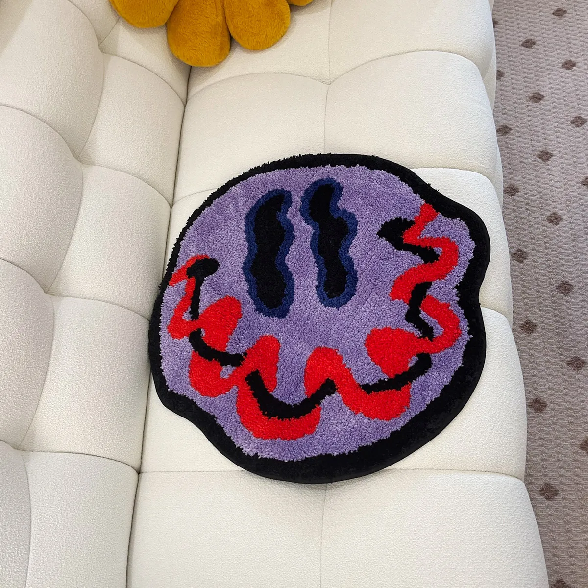 Tufted Trippy Smiling Face Rug Handmade Carpet Custom Rug for Home Decoration or Gift 100% Tufted Rug