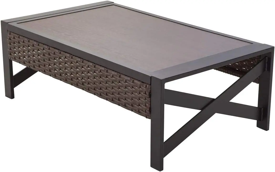 

Patio Side Tables Pe Wicker Table Outdoor Brown Metal End Tea Table Rattan Furniture Garden De Pool