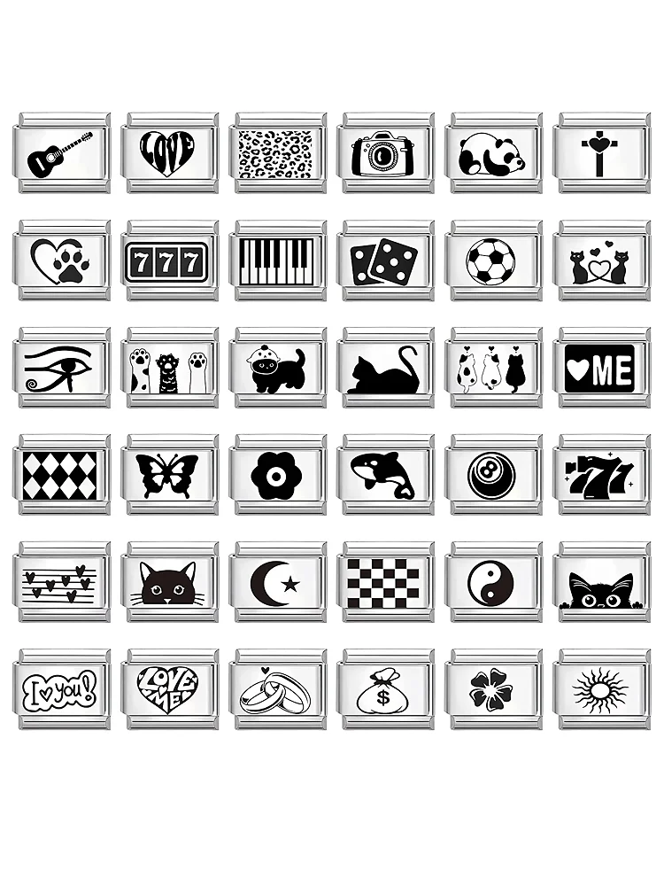 Bracelet à breloques italiennes en acier inoxydable, rose doux, coeur d'amour, chats mignons, yeux bleus, liens de perles, convient à 9mm, cadeaux de bricolage exécutif