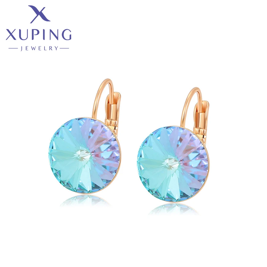 Kolczyki Xuping Jewelry, modne, okrągłe, pozłacane, wielokolorowe, z kryształkami, dla kobiet i dziewcząt, na imprezę, prezent, model 610394734