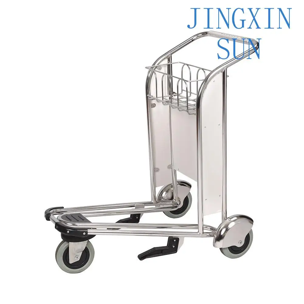 Multi-model 3-wheel airport luggage trolley Stainless steel airport trolley