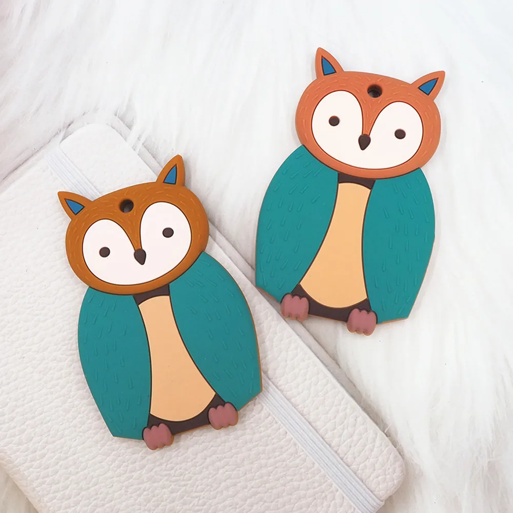 

Chenkai 5pcs Silicone Owl Cat Fox Teether DIY Baby Chewing Pendant Nursing Sensory Teething Pacifier Dummy Jewelry Animal Toys