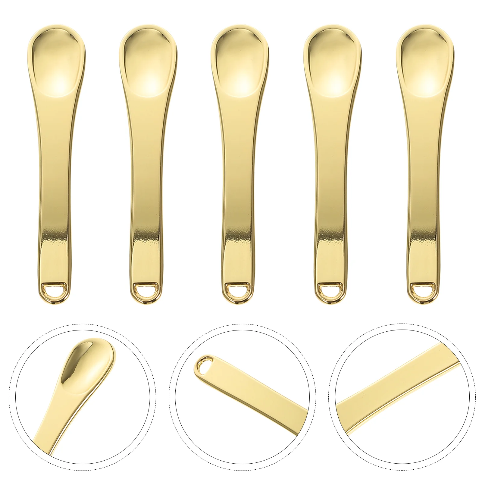 5pcs Zinc Alloy Golden Makeup Dig Spoons Eye Cream Scoops Face Cream Sticks Portable Compact Skincare Tool Facial Massage